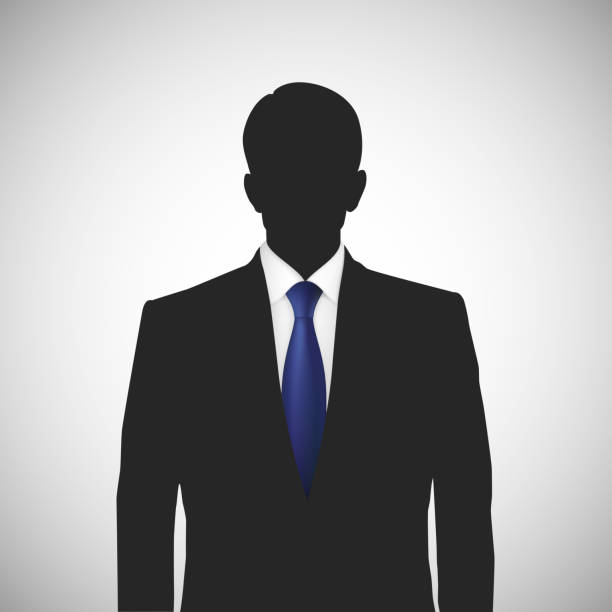 Unknown person silhouette  whith blue tie. Profile picture, silhouette profile